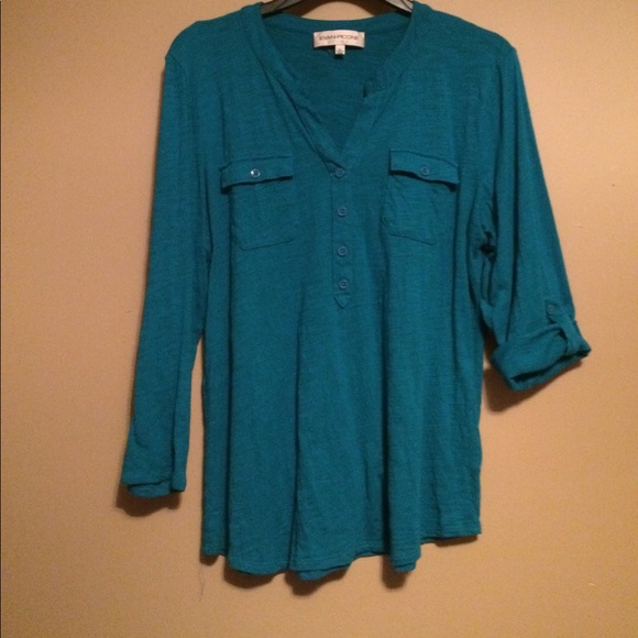 Teal Evan Picone top - Picture 2 of 2